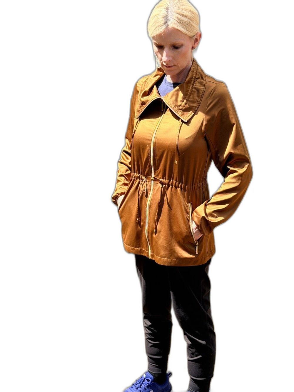 Marc New York Andrew Marc Women’s Jacket XS Gold Utility Anorak Drawstring Waist